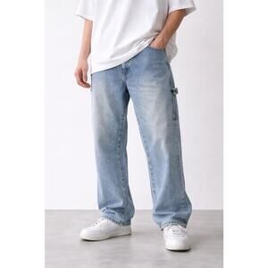 Vibes Jean Light Wash Carpenter Jeans Men’s 32 Baggy Y2K Skate Utility Denim VTG